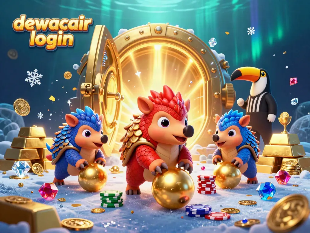 Join the excitement at dewacair login with lively pangolins rolling through poker chips in an exhilarating casino scene!