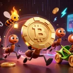Experience thrilling action at xx88 com as cartoon ants heist a giant poker chip in a vibrant casino setting.