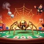 Engage with rr88's exciting gaming world featuring a steampunk spider and poker action.