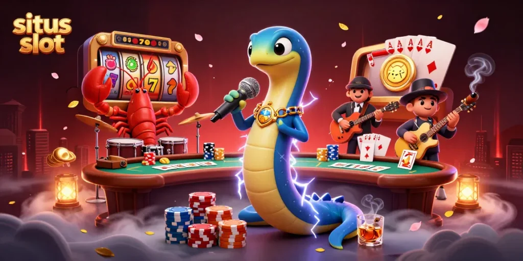 Experience thrilling slot gaming at situs slot with vibrant underwater characters performing live.