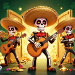 Engage with nhà cái 98win through vibrant 3D casino illustration showcasing exhilarating game elements and themed characters.