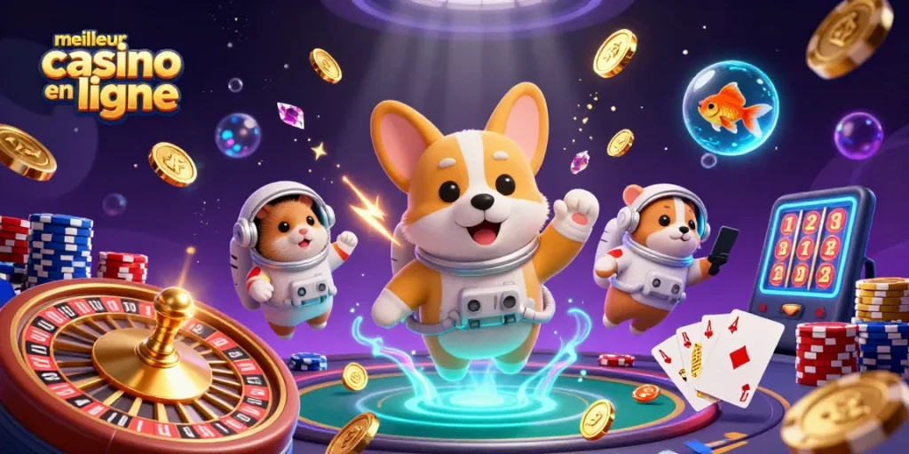 Jouez au meilleur casino en ligne avec des personnages de jeux amusants et des éléments de casino.