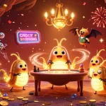 Jouez au meilleur casino en ligne avec des créatures lumineuses illuminant la scène ludique et festive.