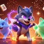 Experience thrilling gaming adventures with sunwin3, featuring dynamic wolves and festive casino elements.