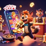 Profitez de l'expérience incroyable d'un meilleur casino en ligne avec cette scène animée de hyènes au club de casino.