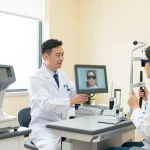 SNU Eye Clinic patient consultation with advanced diagnostic tools in a welcoming environment.