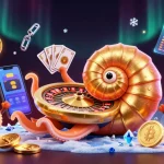 Experience the vibrant action at 84wintv with a dazzling casino scene featuring a giant nautilus roulette wheel.