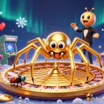 Pariez avec confiance au casino en ligne légal en France, illustré par une araignée d'or au centre d'une roulette.