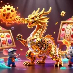 Illustration dynamique d'un dragon doré dans un casino, symbolisant un casino en ligne le plus payant.