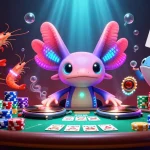 Le meilleur casino en ligne avec des personnages animés dans une scène dynamique de poker et de fête sous-marine.