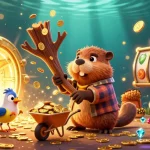 Visuel illustrant un casino en ligne le plus payant avec un castor, un oiseau et un écureuil collectant de l'or.