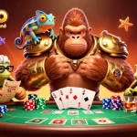 Célébrez le casino en ligne retrait instantané avec des personnages colorés et des jeux de cartes dans une scène dynamique.