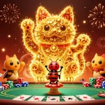 Plongez dans l'univers captivant du casino en ligne retrait instantané avec des symboles animés et des feux d'artifice.