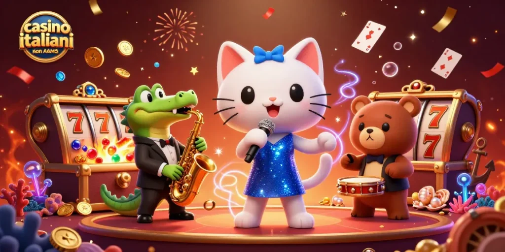 Gioca nei casino italiani non AAMS con un'atmosfera festosa e personaggi animati.