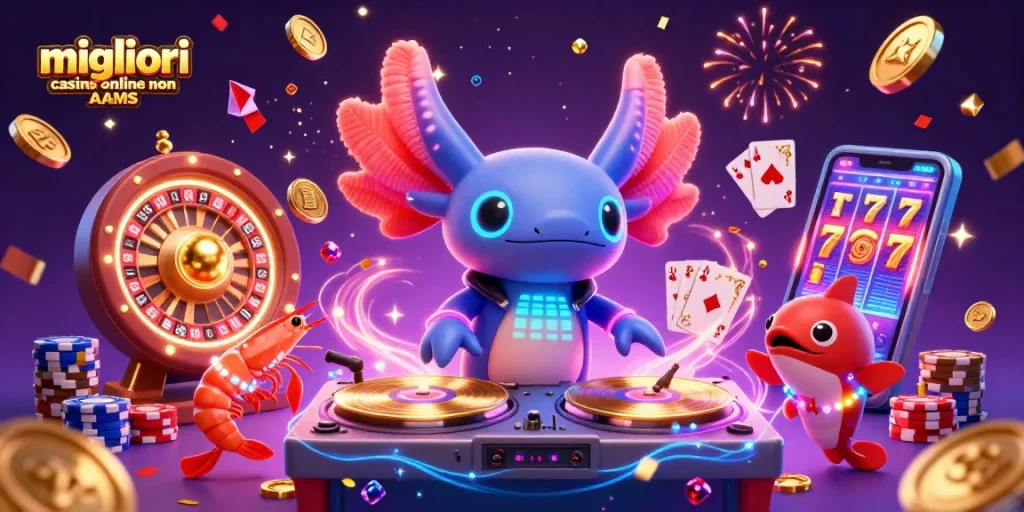 Scopri i migliori casino online non AAMS attraverso questa illustrazione ricca di elementi e azione.