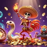 Visitez le casino en ligne retrait instantané avec cette illustration 3D festive animée.