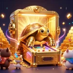 Experience the excitement of jun88 with an ultra-detailed scene featuring a colossal tortoise pinball machine and treasures.