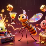Jouer au casino en ligne retrait instantané avec des personnages animés et des éléments de jeux de casino.