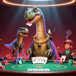 Le jeu en direct casino en ligne retrait instantané avec un dinosaure et un croupier sympathique.