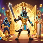 Winbox slots explode with action as Anubis and Bastet guard golden treasures and vibrant gameplay elements.