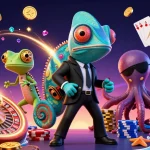 Illustrez votre expérience avec le casino en ligne le plus payant grâce à un agent secret chameleon et un gecko.